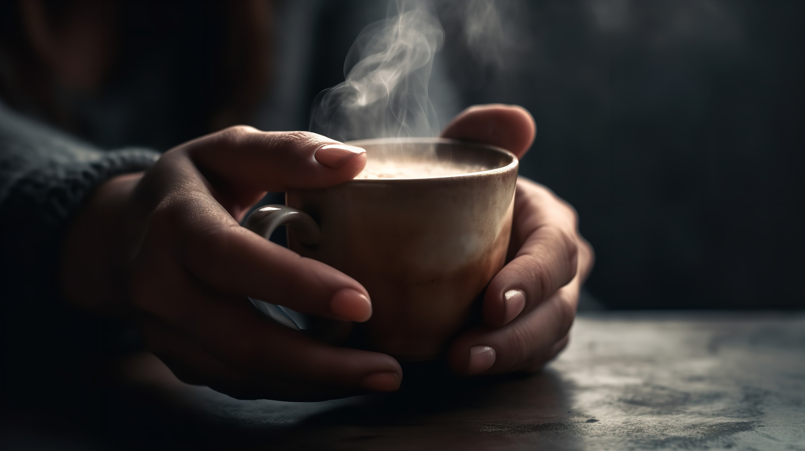 Beevara coffee in hand