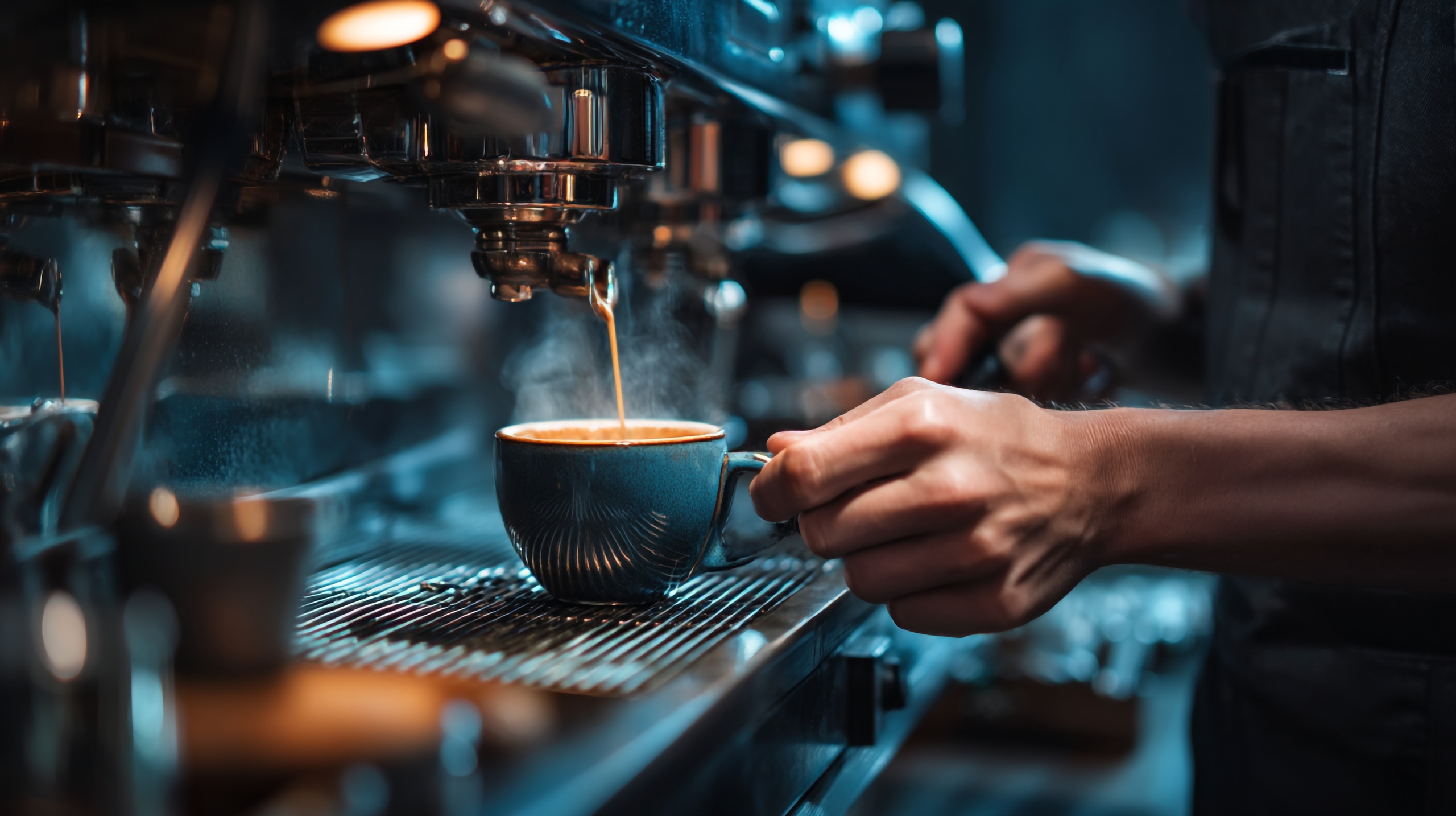 Beevara barista at the espresso machine